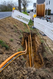 Rheinbach, North Rhine-Westphalia, Germany - Internet broadband expansion, construction site for