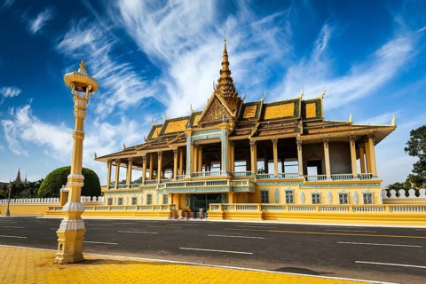 Phnom Penh tourist attraction and famouse landmark, Royal Palace complex, Cambodia