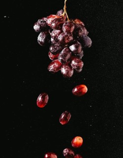 Food photography, grapes (Vitis) with water drops