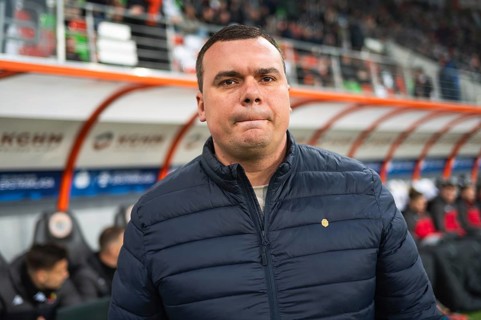 LUBIN, POLAND - APRIL 20, 2024: Football match Polish PKO Ekstraklasa between KGHM Zaglebie Lubin