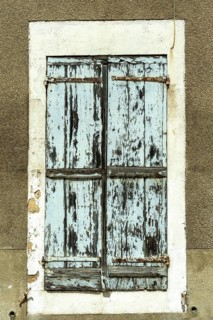 Old wooden shutters. Nevers. Nievre departement. France