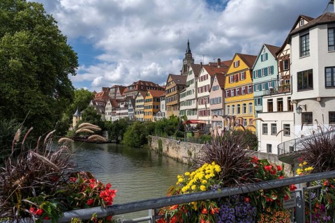Old town houses on the Neckar, Tübingen, Baden-Württemberg, Germany