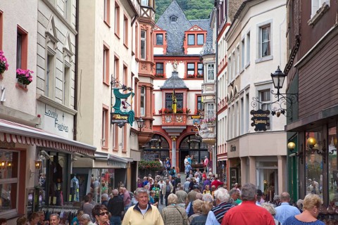 Timber-frame houses at Bernkastel, Bernkastel-Kues, Middle Mosel, Rhineland-Palatinate, Germany
