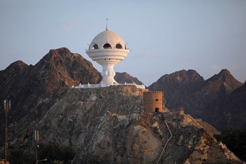 Incense burner monument, boat trip along the coast, Muttrah, Muscat, Oman