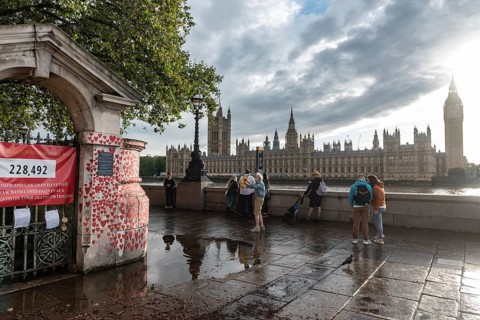 London, United Kingdom. August 2nd 2023 National COVID Memorial Wall beside the River Thames in