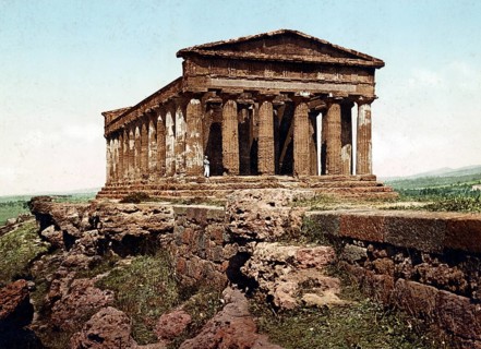 The Temple of Concordia in Agrigento, formerly Girgenti, Sicily, Italy, 1890, Historical, digitally