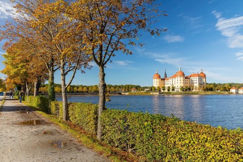 Moritzburg hunting lodge in autumn, district of Meissen, Saxony, Germany