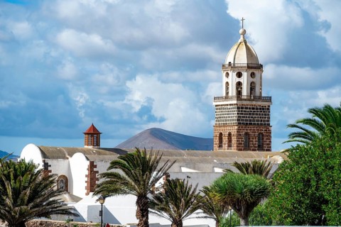 Iglesia de Nuestra Señora de Guadalupe church with church tower, Teguise, Lanzarote, Canary