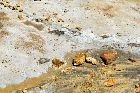 Earth surface, mineral deposits and stains, Mazarron mines, former mining, Mazarrón, Murcia, Spain