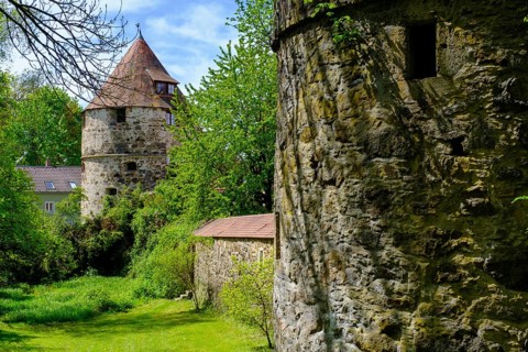 Severinstor, historic city wall, city fortification, Inn side, Passau, Lower Bavaria, Bavaria,