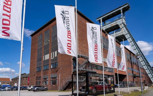 Motorworld Zeche Ewald, former Ewald colliery, double headframe, today event location, Herten,