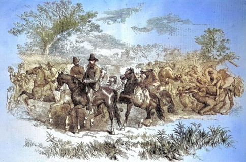 Setting out on a voyage of discovery into the interior of Australia, 1869, Historic, digitally