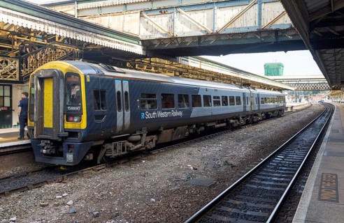 British Rail Class 158 Express Sprinter diesel multiple unit train, South Western Railway, Exeter
