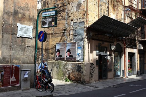 City of Palermo, house facade in the old town, Sicily, Italy