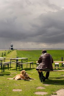 Kleiner Preuße, people as accessories, Wremer Tief, Wremen, Cuxhaven, Lower Saxony, Germany