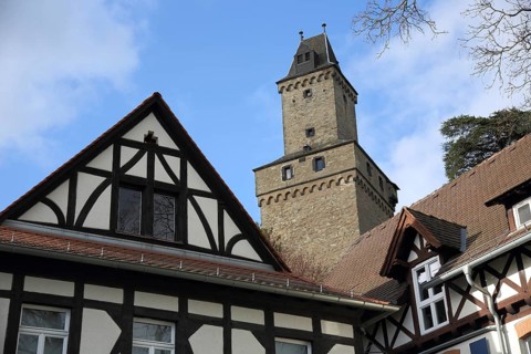 Kronberg Museum and Castle built 13th century, half-timbered house, tower, Kronberg, Taunus, Hesse,