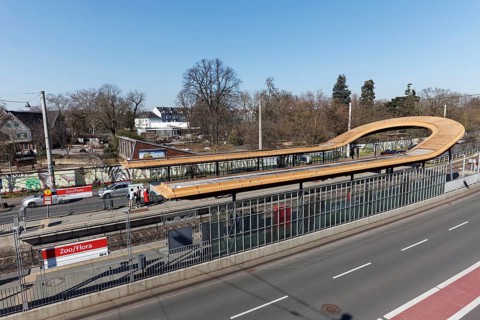 Tram stop with covered platforms, Zoo Flora, Cologne Zoo, Cologne, North Rhine-Westphalia, Germany