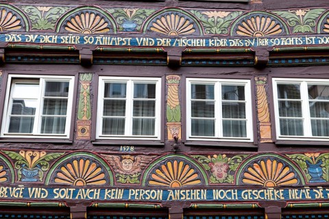 Half-timbered house, Weser Renaissance style, Hoexter, Weser Uplands, North Rhine-Westphalia,