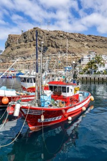 Boats in Puerto de Mogan Harbour on Gran Canaria Canary Islands Vacation Trip in Puerto de Mogán,