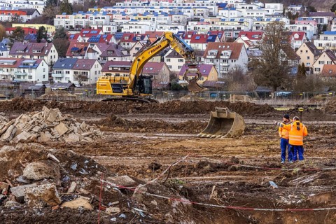Construction work for a new development area for 460 flats in the new Böckinger Strasse