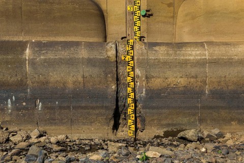 Low water in the Elbe in Dresden