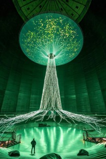 New exhibition at Gasometer Oberhausen, art sculpture The Tree, 40 meter high light installation,