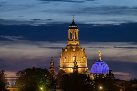 The historic old town of Dresden with the Church of Our Lady and the dome with the Fama, Dresden