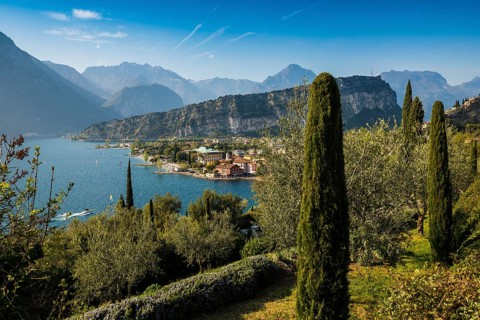 Panorama, Busatte Tempesta, hiking trail, Torbole, Lake Garda, Trento, Trentino-Alto Adige, Italy