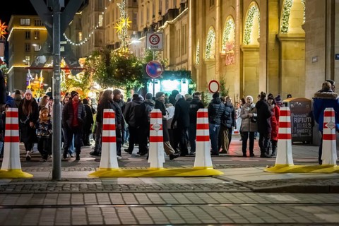 The Dresden Striezelmarkt is a Christmas market in Dresden. It has been held in Advent since 1434,