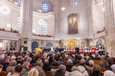 The Dresden Striezelmarkt is a Christmas market in Dresden. The opening service takes place in