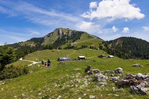 Austria, province of Salzburg, Salzkammergut, Sankt Wolfgang, Schafbergalm with Schafberg, alpine