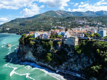 Vico Equense from a drone, Metropolitan City of Naples, Italy