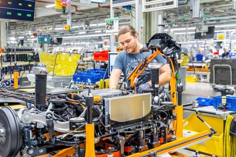 Electric car production in the assembly halls of VW in Zwickau, Zwickau, Saxony, Germany