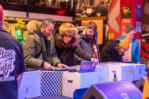 Detroit, Michigan - People shopped for vinyl records at Third Man Records on Noel Night. The annual