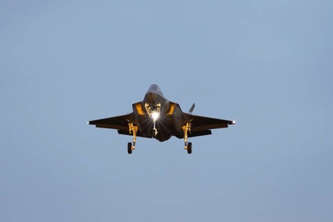 Lockheed Martin F-35 Lightning II military jet aircraft of the United States air force USAF flying