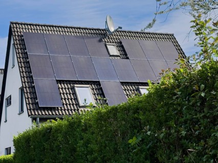 Single-family house with solar system on the roof in Essen, Germany