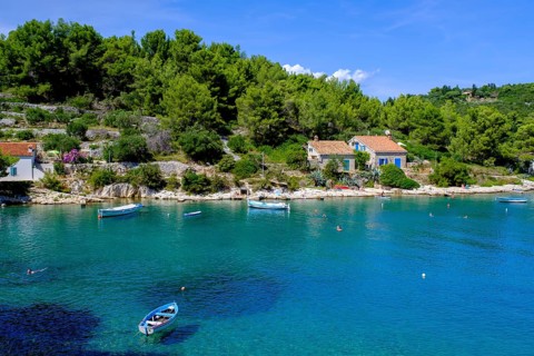 Beach, Plaža Valdarke Bay, Mali Losinj, Losinj Island, Kvarner Gulf Bay, Croatia