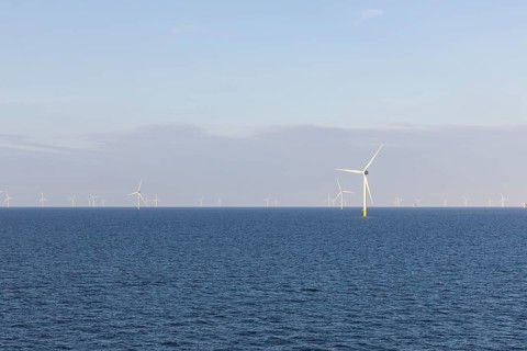 Offshore wind farm in the Baltic Sea off the coast of Sweden