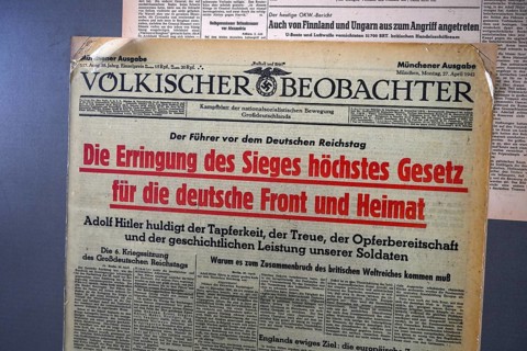 Völkischer Beobachter newspaper, exhibition piece in the former Dachau concentration camp, now a