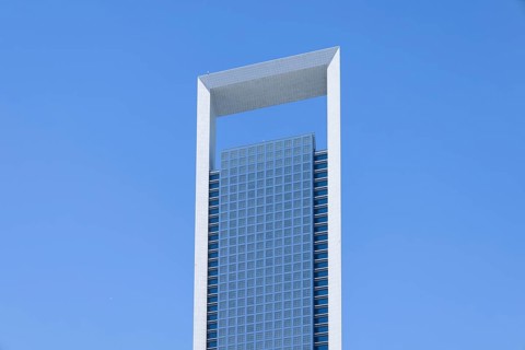 UAE, United Arab Emirates, Abu Dhabi downtown panorama and financial center skyline.