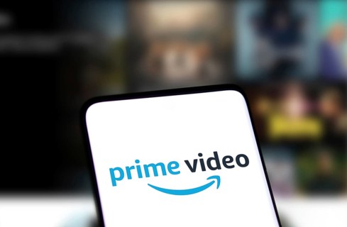 Amazon prime video logo is displayed on smartphone.