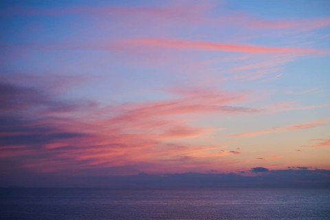 Colored clouds at sunset over the sea, wildlife, Helgoland, Germany