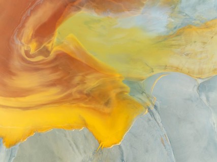 Waste pond in the mineral-rich area of the Rio Tinto mines. The colour is caused by oxidised iron