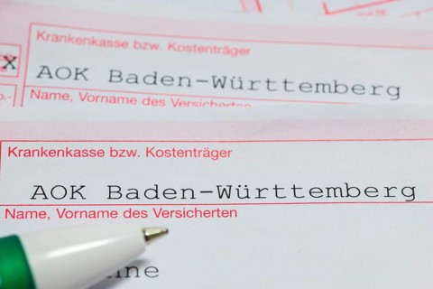 Prescriptions for medicines, AOK, health insurance, cost unit, pen, Baden-Württemberg, Germany