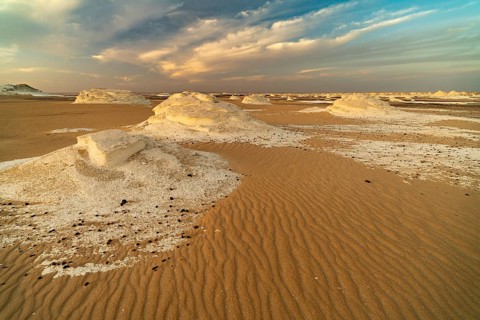 White limestone formations in the White Desert National Park in the Egyptian part of the Libyan