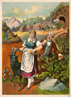 Advertising poster, beverage advertisement, bock beer advertisement from 1887, traditional Bavarian