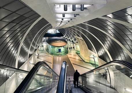 Heumarkt subway station, view of the dome room with mezzanine, Cologne, Rhineland, North