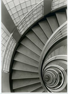 Spiral staircase, staircase, winding, spiral, snail shell, modern, post-war modern, elegant, 1950s