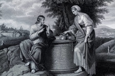 Detail from the artwork Christ and the Samaritan by Annibale Carracci, Jesus, Jacob's Well,