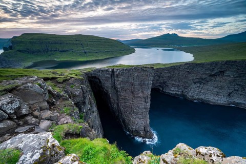 Trælanípa Cliffs, Sørvágsvatn, Vágar Island, Faroe Islands, Denmark
